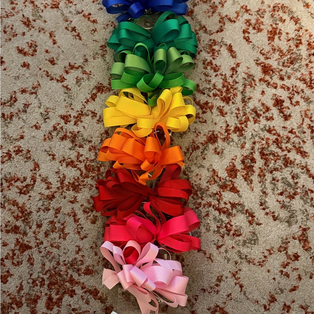 Kids Rainbow Hair Bows - Multi Color Pack
